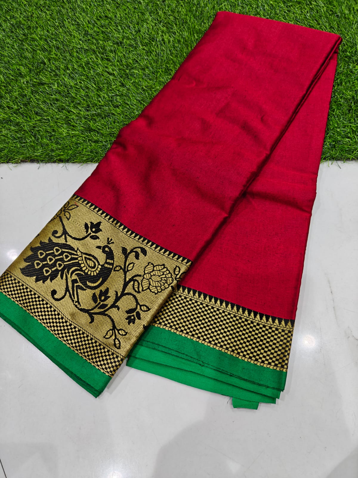 Trending Narayanpet Cotton Saree with Contrast Blouse